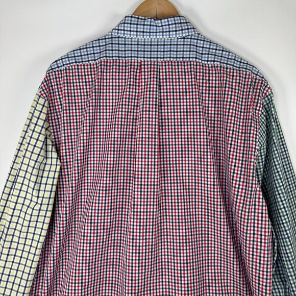 Brooks Brothers Mens XL Patchwork Check Button Down Shirt Multicolor Gingham - Picture 5 of 16